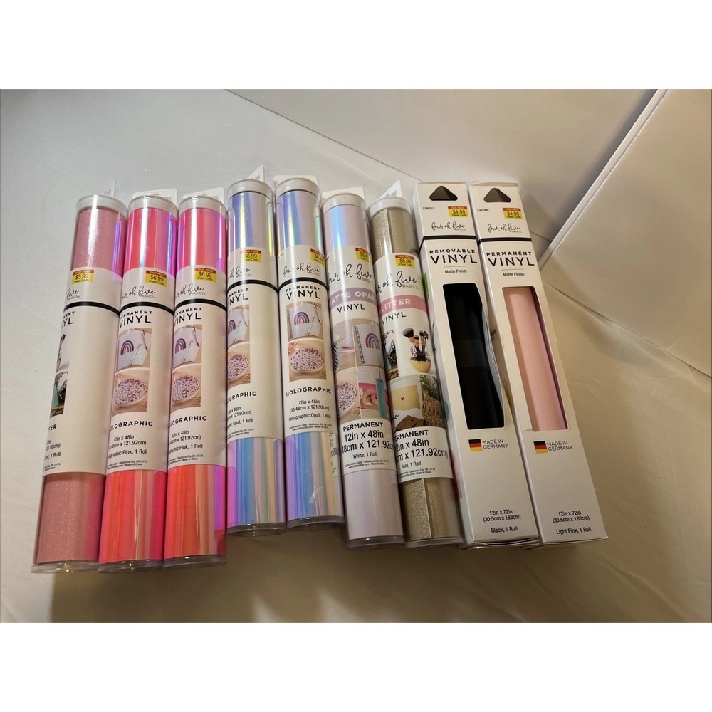 Lot of 9 Permanent & Removable Vinyl Rolls for Crafting Projects New In Package
